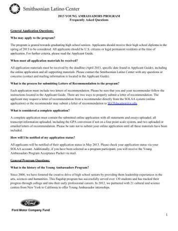 FAQs - Smithsonian Latino Center - Smithsonian Institution