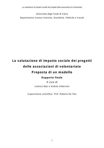 La valutazione di impatto sociale dei progetti delle ... - Cesvot