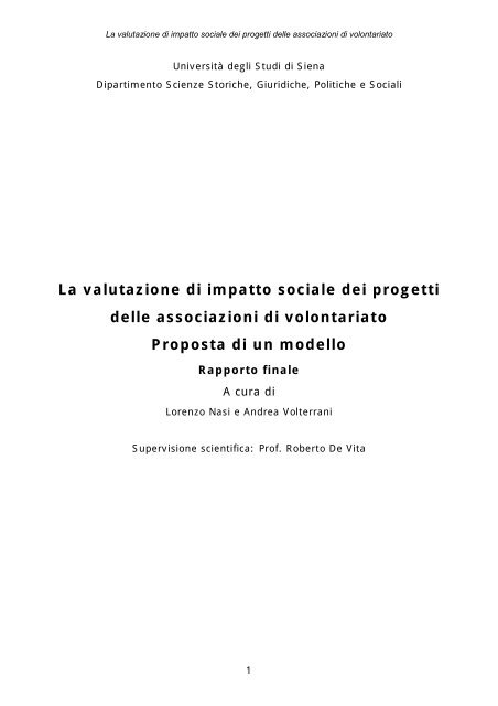 La valutazione di impatto sociale dei progetti delle ... - Cesvot