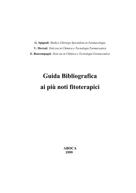 guida bibliografica ai piu' noti fitoterapici - Erboristeria.org.uk