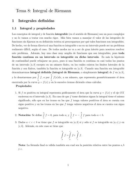 Tema 8: Integral de Riemann