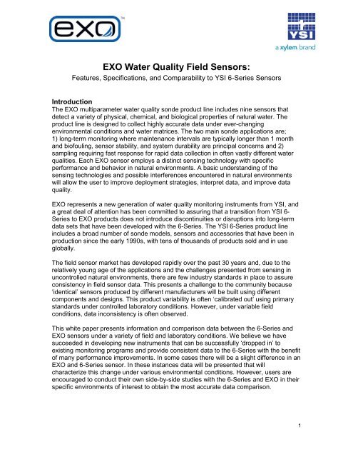 EXO Water Quality Field Sensors - Xylem Analytics