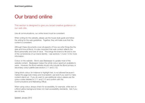 Bond brand guidelines, updated January 2010