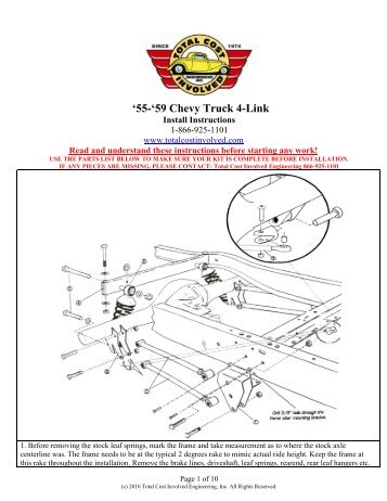 Rear Coil-Over 4-Link w/Panhard Bar - Total Cost Involved