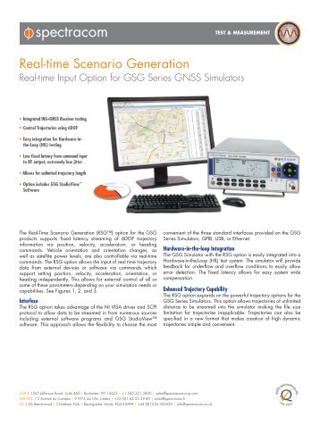 The Real-time Scenario Generation (RSG™) - Spectracom