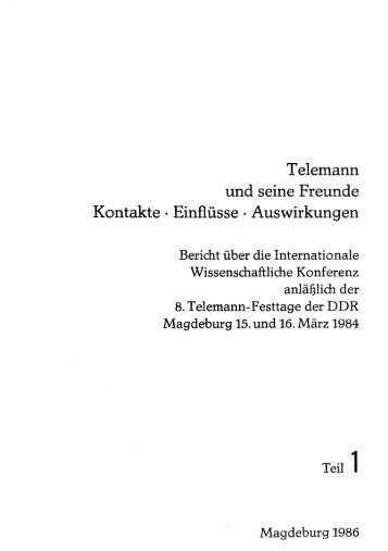 Inhalt H. 1 - Telemann in Magdeburg