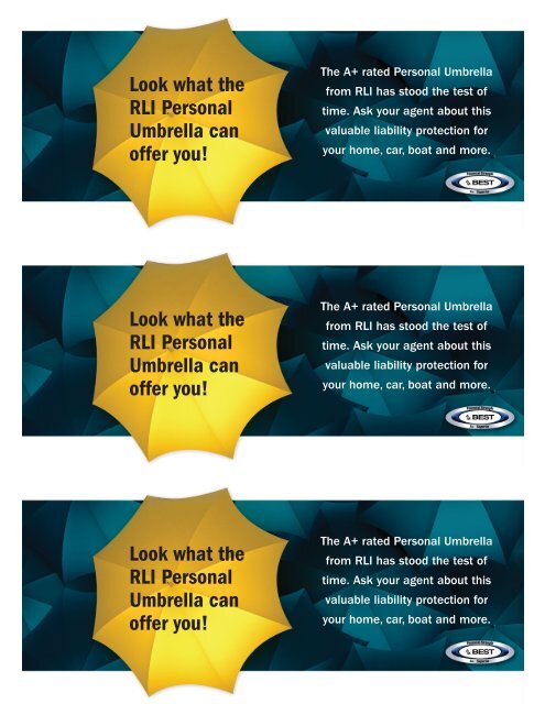 Look what the RLI Personal Umbrella can offer you! Look what the ...