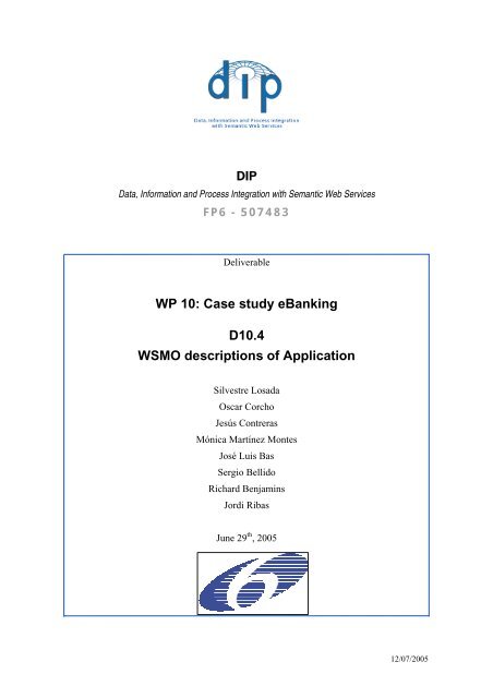 WSMO descriptions of application 1 - DIP - Semantic Web