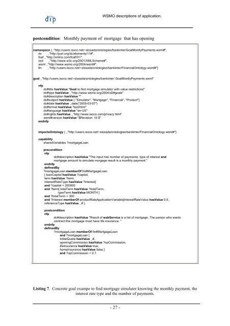 WSMO descriptions of application 1 - DIP - Semantic Web