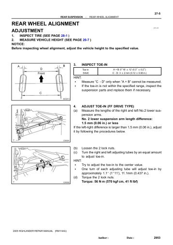 rear wheel alignment adjustment - Highlander Club