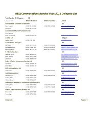 R&Q Commutations Rendez-Vous 2011 Delegate List