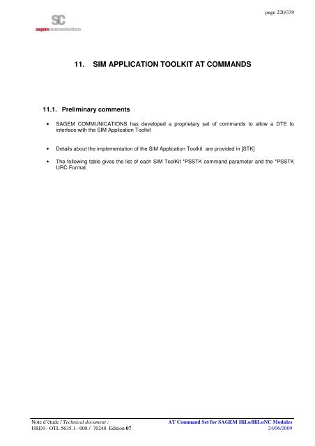 AT COMMAND SET HILO/HILONC MODULES - Libelium