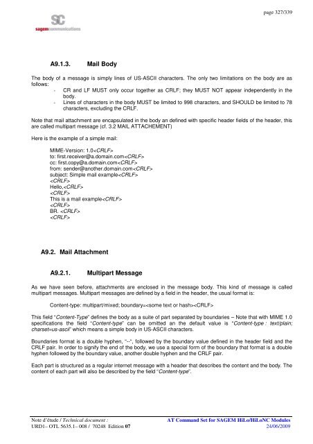 AT COMMAND SET HILO/HILONC MODULES - Libelium