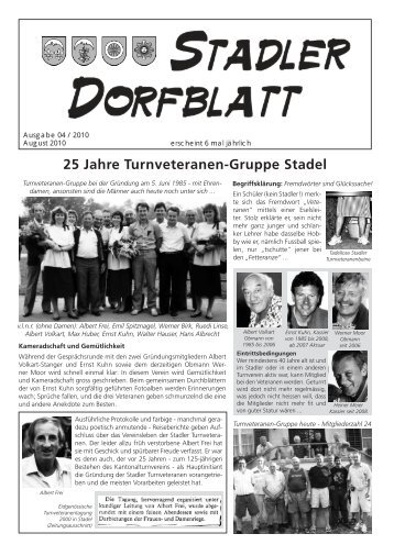 25 Jahre Turnveteranen-Gruppe Stadel - Gemeinde Stadel - Kanton ...