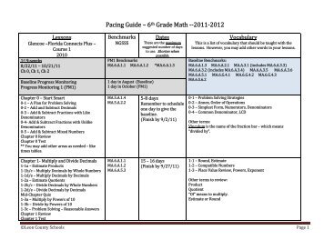 Pacing Guide â 6th Grade Math ââ2011â2012 - Leon County Schools