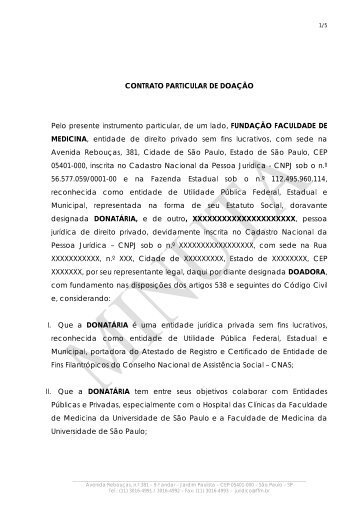 Contrato Particular de DoaÃ§Ã£o - FFM - FundaÃ§Ã£o Faculdade de ...