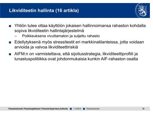 AIFM-informaatiotilaisuudet - Finanssivalvonta