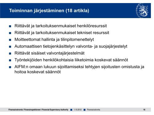 AIFM-informaatiotilaisuudet - Finanssivalvonta