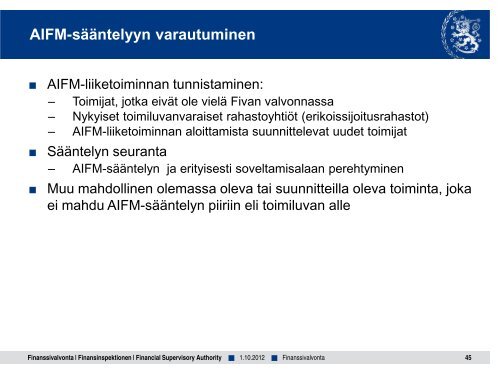 AIFM-informaatiotilaisuudet - Finanssivalvonta