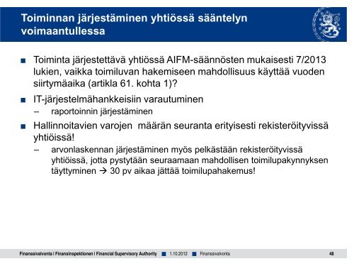 AIFM-informaatiotilaisuudet - Finanssivalvonta