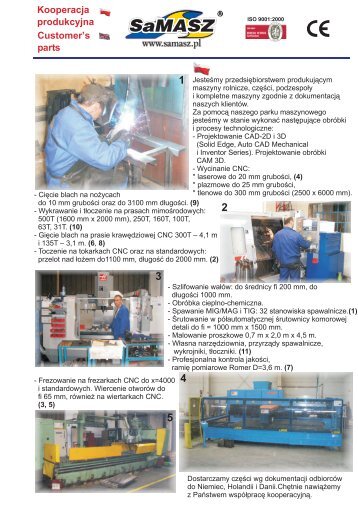 Customer's parts Kooperacja produkcyjna - SaMASZ