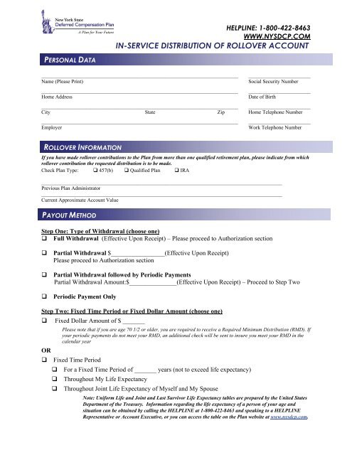 in-service distribution of rollover account - New York State Deferred ...