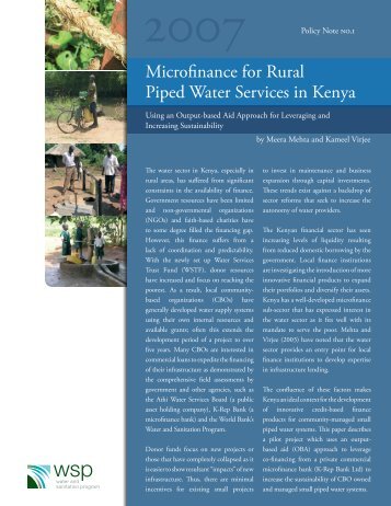 Microfinance for Rural Piped Water Services in Kenya - WSP