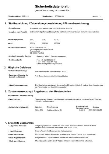 Sicherheitsdatenblatt - Mast Diagnostica