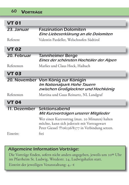Jahresprogramm 2014 - Deutscher Alpenverein Sektion ...