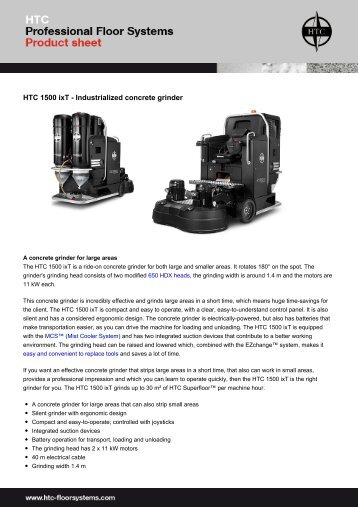 HTC 1500 ixT - Industrialized concrete grinder - Anzeve
