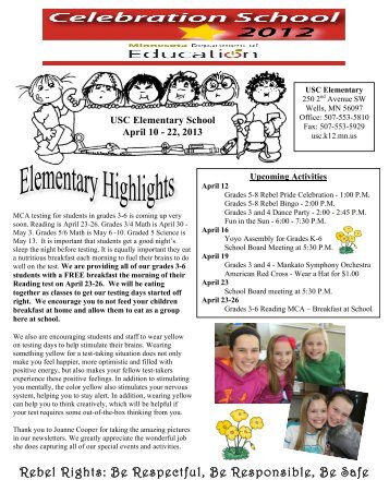 Elementary Newsletter - April 10 - 22, 2013 copy - rSchoolToday