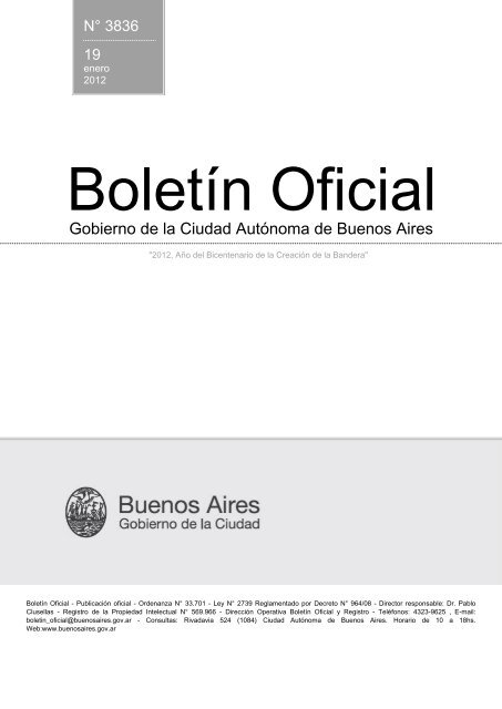 NÂ° 3836 del 19/01/2012 - BoletÃ­n Oficial del Gobierno de la Ciudad ...