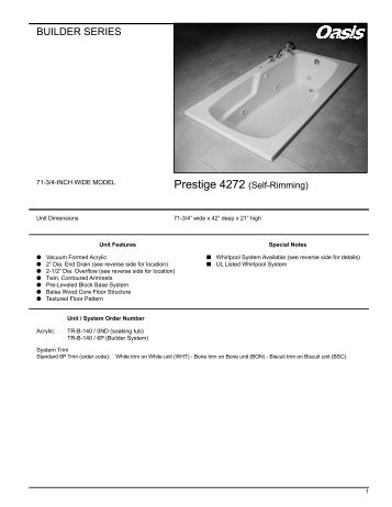 Prestige 4272 (Self-Rimming) - Oasis Bath