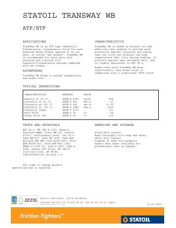 STATOIL TRANSWAY WB - Statoil Statoil Lubricants