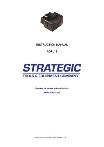 INSTRUCTION MANUAL ADPL11 - Strategic Tools