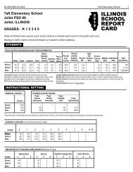 ILLINOIS SCHOOL REPORT CARD - Joliet Public Schools District 86