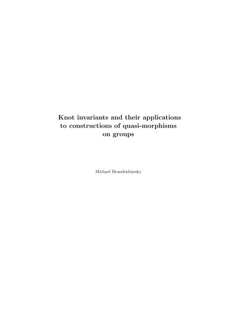 Knot invariants and their applications to constructions of quasi ...