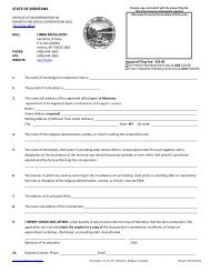 Articles of Incorporation - the Montana Secretary of State Website