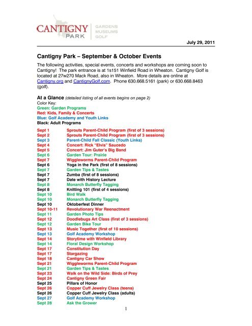 Cantigny Park â September & October Events