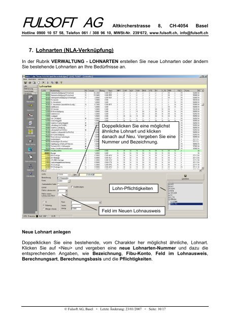 Dokumentation alpha+ Lohn (NLA) - Fulsoft AG