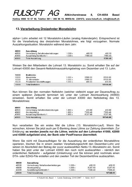 Dokumentation alpha+ Lohn (NLA) - Fulsoft AG