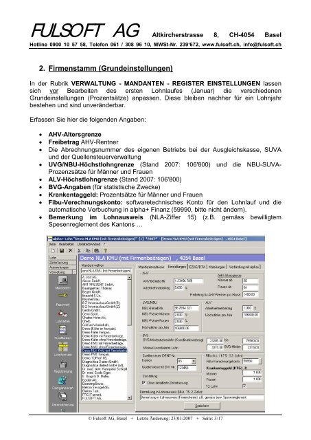 Dokumentation alpha+ Lohn (NLA) - Fulsoft AG