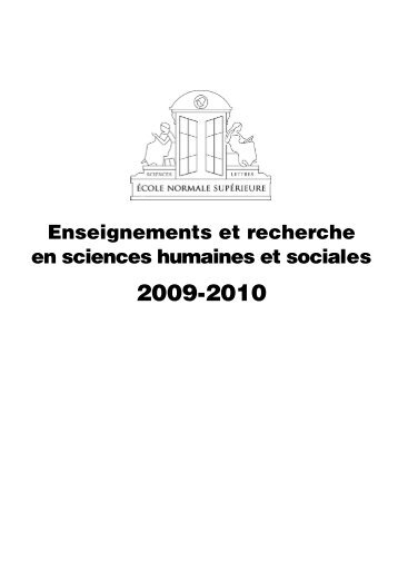 Enseignements et recherche en sciences humaines et sociales