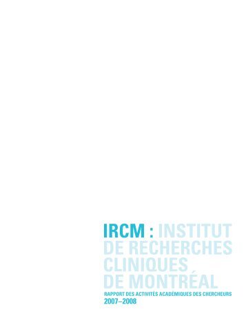 Table des matiÃ¨res 2007-2008 - IRCM