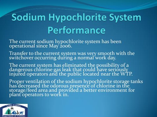 switching from chlorine gas to sodium hypochlorite - Ohiowater.org