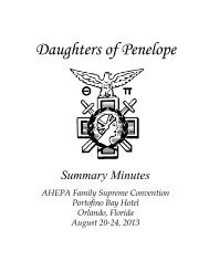 Supreme Convention Summary Minutes - Daughters of Penelope