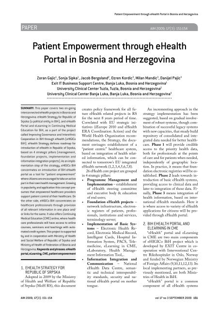 Patient Empowerment through eHealth Portal in Bosnia and ...