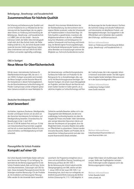 Stahlbau-Nachrichten 01/2007 - Verlagsgruppe Wiederspahn