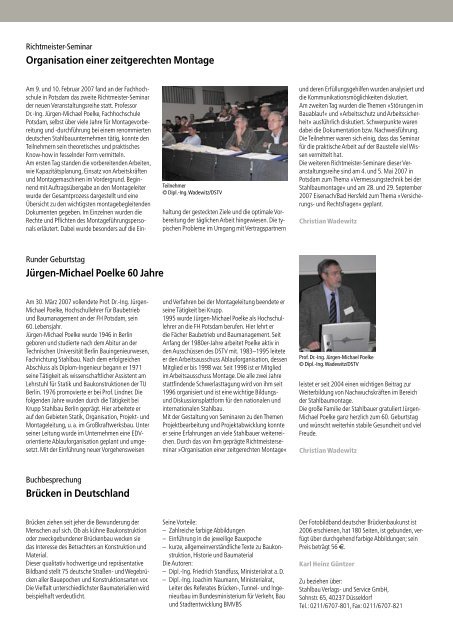 Stahlbau-Nachrichten 01/2007 - Verlagsgruppe Wiederspahn