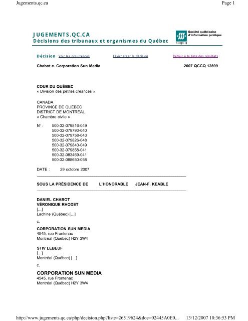 Chabot c. Corporation Sun Media